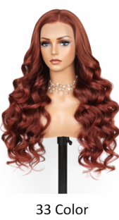 Red Glueless Straight 24' HD Lace Frontal Human Hair Wigs Body Wave