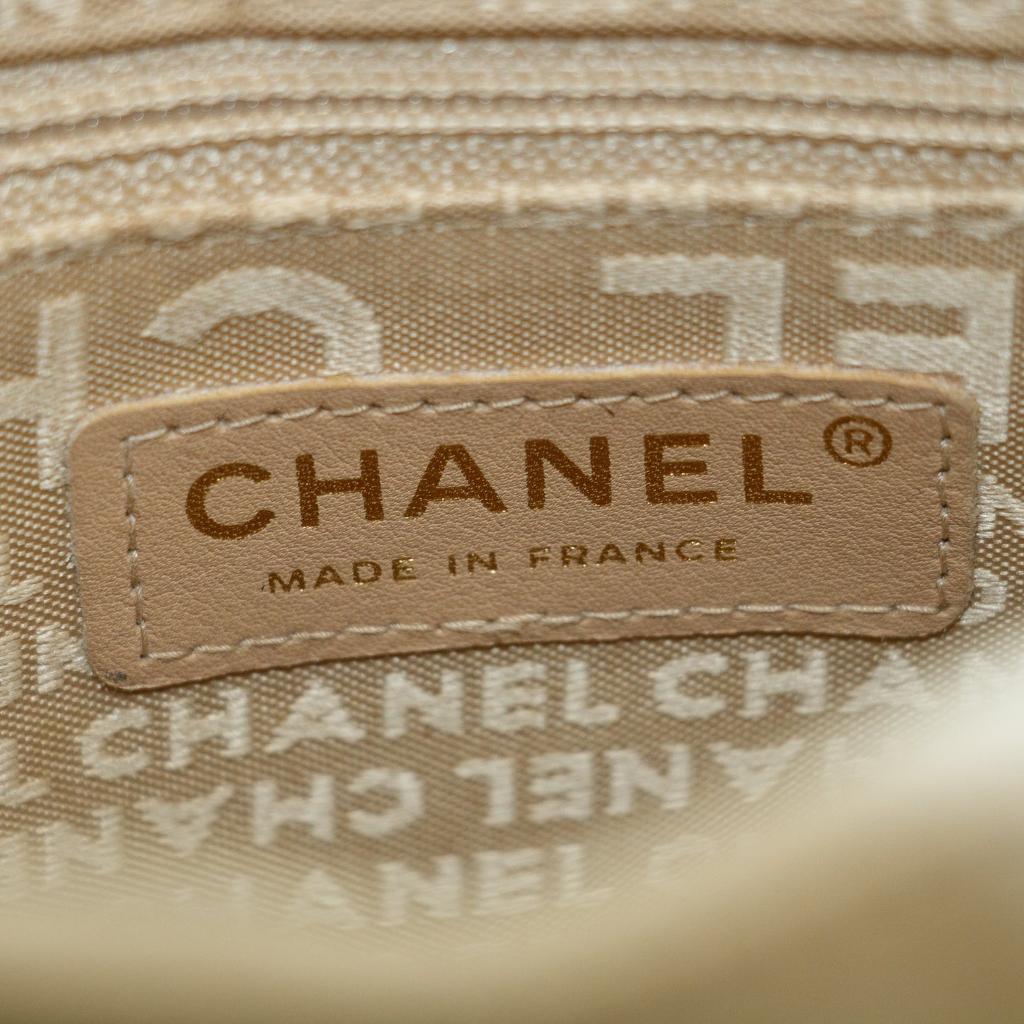 Chanel Lambskin Beige Coco Mark Chocolate Bar Shoulder Bag #3633