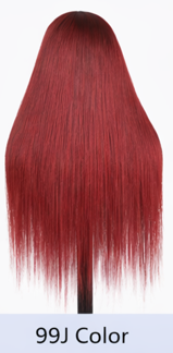 Red Glueless Straight 24' HD Lace Frontal Human Hair Wigs Body Wave