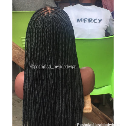 Knotless Braid Wig, 13x4 Lace Frontal, Color 1B, Glueless (Sade)