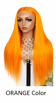Red Glueless Straight 24' HD Lace Frontal Human Hair Wigs Body Wave