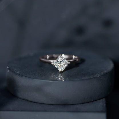 1.25 CT Princess Cut Lab Grown Diamond Solitaire Engagement Ring