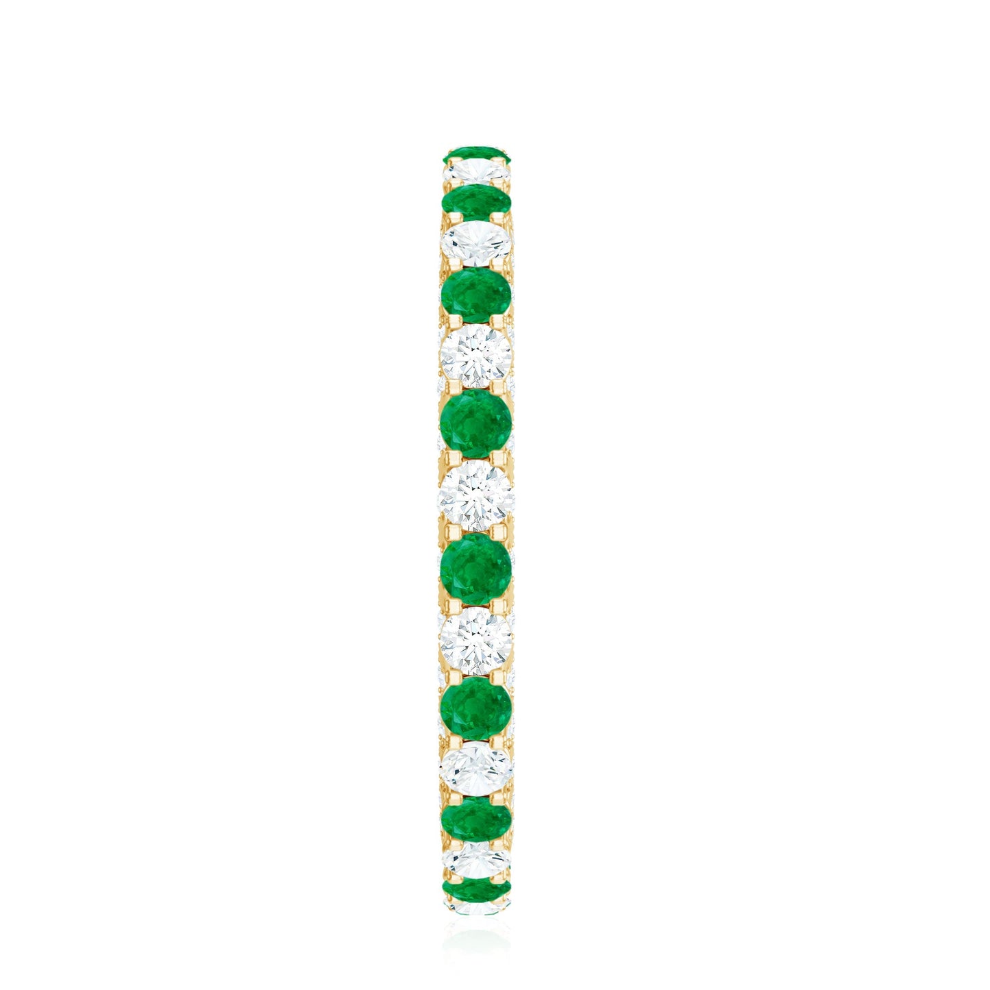 Alternate Round Emerald and Diamond Eternity Stackable Ring