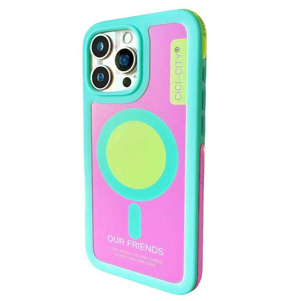 For iPhone 17 13 14 15 16 Pro Max Case Magsafe Happy Dapamine Color Anti-Collision Drop-proof Protective Cover for Summer Girls