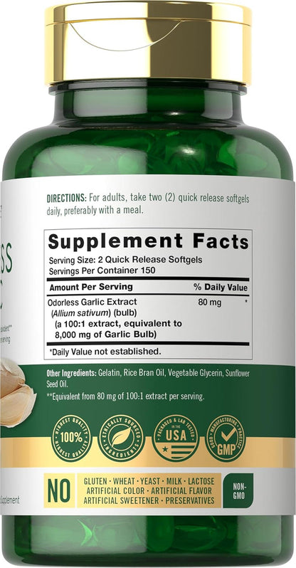 Carlyle Odorless Garlic Softgels | 300 Count | High Potency Formula | Non-Gmo and Gluten Free