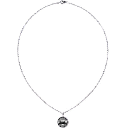 Custom Black Mandala Personalized Name Silver Plated Chain Necklace